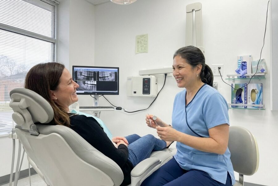 dental-implant-consultation-woodbridge-va dental implant consultation Woodbridge VA friendly dentist patient discussion